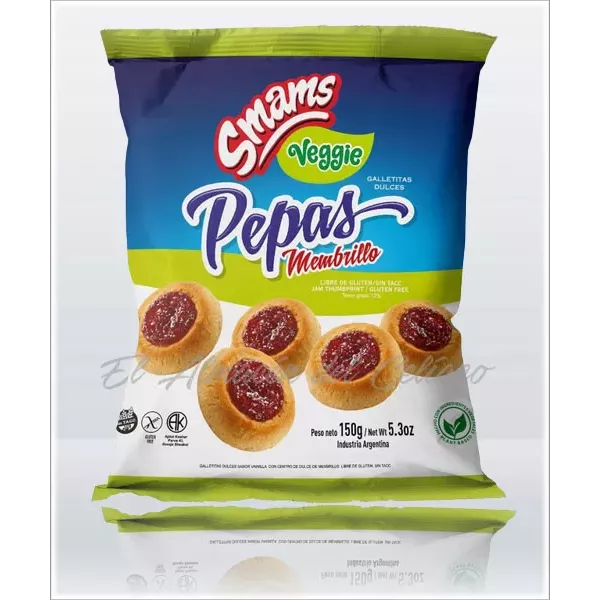 SMAMS pepas veggie c/membrillo x 150 gr